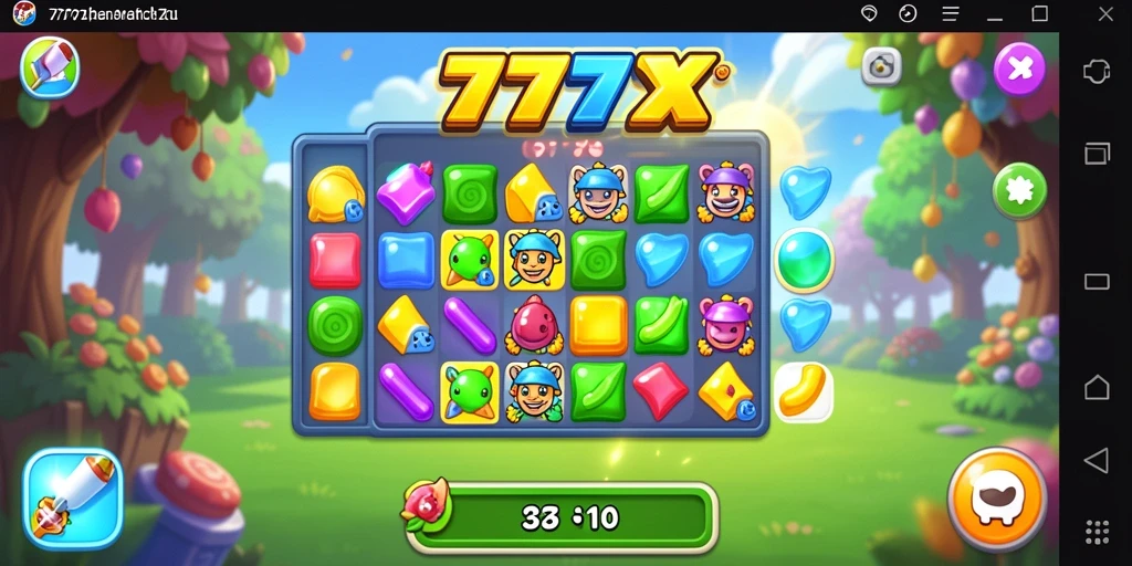 Tangkapan layar dari gameplay seru 777ZX dalam gaya Match-3.