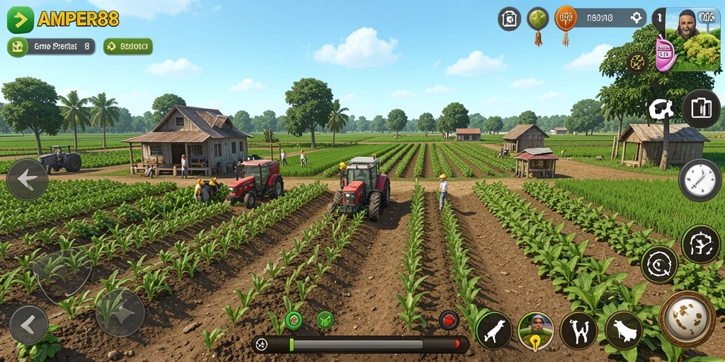 Gameplay menarik dan interaktif dari AMPER88 yang menampilkan pertanian.