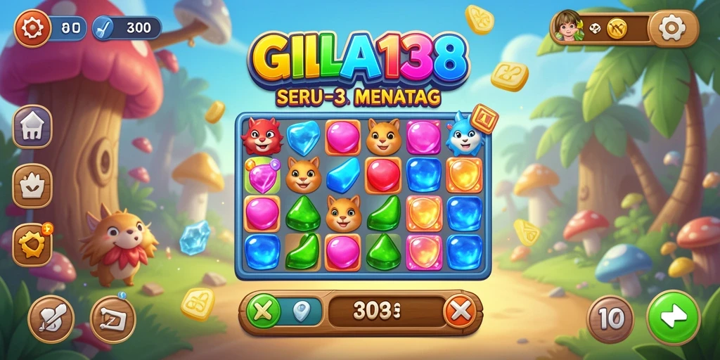 Tampilan gameplay GILA138 yang seru dengan berbagai tantangan Match-3.