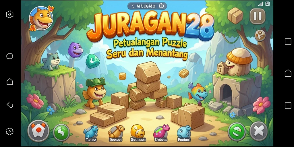 Tampilan gameplay menakjubkan dalam JURAGAN28 yang penuh teka-teki.