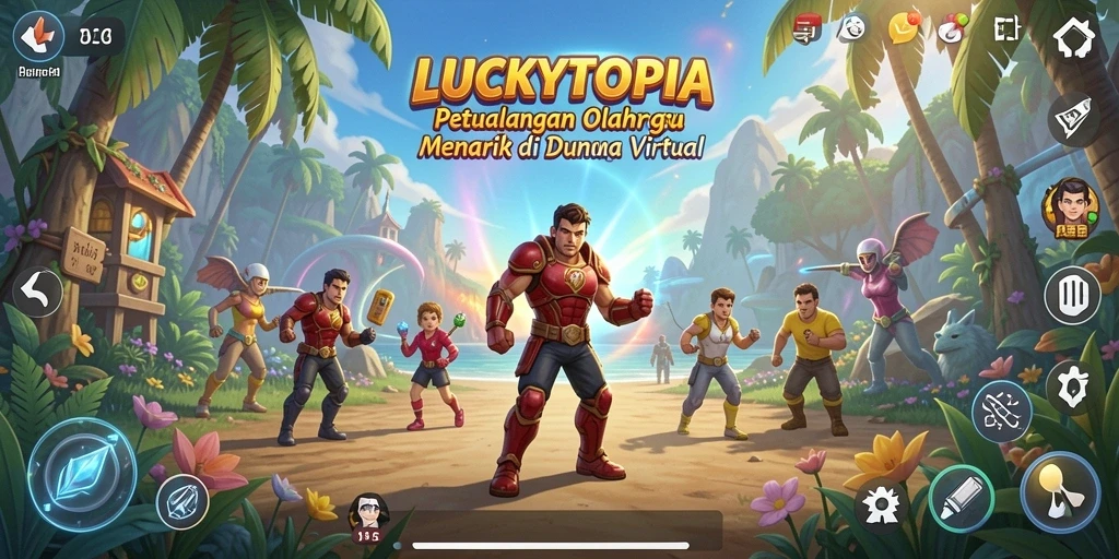 Tangkapan layar LUCKYTOPIA menampilkan pemain beraksi di lapangan olahraga.