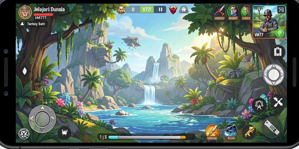 Tampilan gameplay seru di dunia Open World VM777.